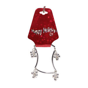 Happy Holidays Round Silver Beaded Bracelet - 2.25 Inches On Card